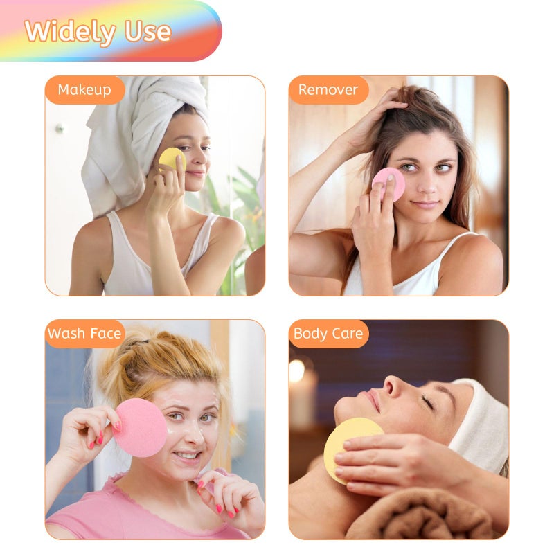 Luxiv 120 Pcs Facial Sponge Compressed, Luxiv Face Cleansing Sponge Estheticians Compressed Makeup Facial Sponge Round Wash Face Sponges for Women Compress Exfoliating Removal Sponge (Pink+Yellow) - Image 5