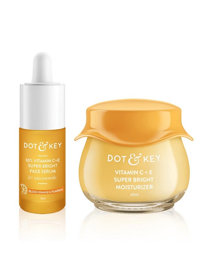 Dot & Key Vitamin C + E Superbright Skin Care Serum & Moisturizer Combo Vitamin C Moisturizer 60Ml & Vitamin C Face Serum 30Ml For Glowing Skin For Women & Men  - Image 1