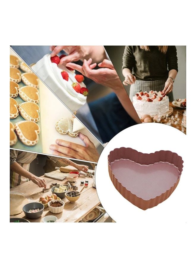 NIBEMINENT Heart Shaped Lace Non Stick Baking Tray Brown 11x10.7x2.5cm  - Image 3