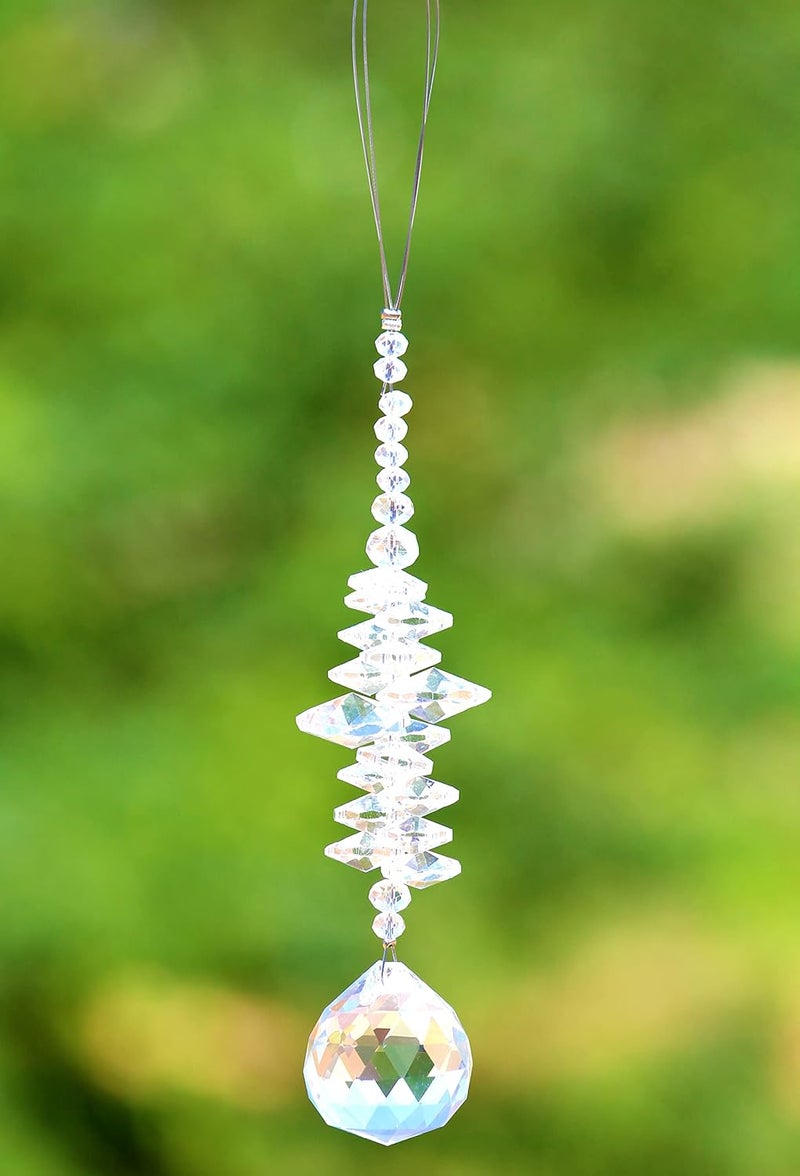 Light Wave Beautiful Sparkling Crystal Rainbow Sun-Catcher Ball Prism Pendant Hanging, Window, Garden, Balcony Hanging Ornament, Car Hanging (Model 1) - Image 1