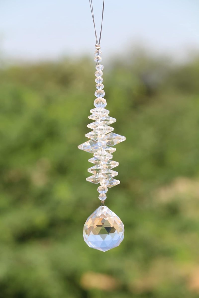 Light Wave Beautiful Sparkling Crystal Rainbow Sun-Catcher Ball Prism Pendant Hanging, Window, Garden, Balcony Hanging Ornament, Car Hanging (Model 1) - Image 2