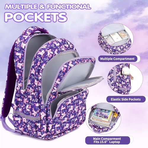 BEFUNIRISE School Backpack Kids Set Middle Elementary Preschool with Lunch Bag Pencil Case Bookbags for Boys Girls AStrawberry Beige - Image 3