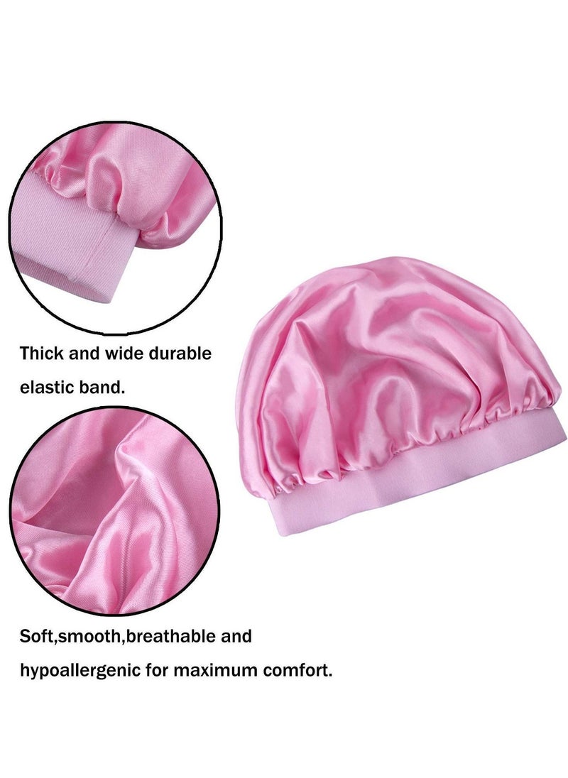 NIBEMINENT Satin Bonnets Sleeping Caps, Wide Band Hats for Kids Toddlers, Adjustable Cap Reversible Soft Flower Night Teens Toddler Child Baby (6 Pieces)  - Image 4