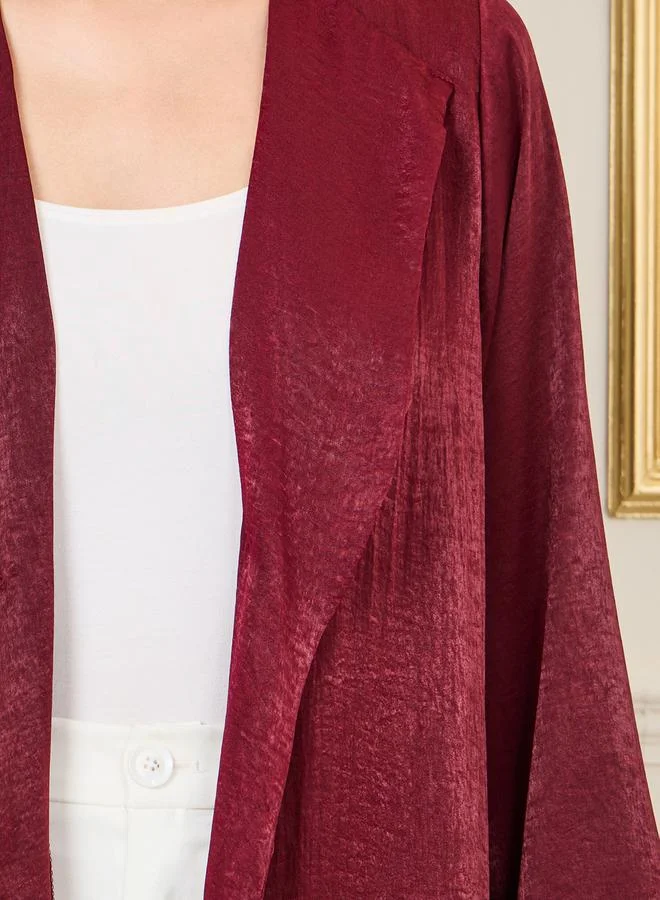 ستايلي Velvet Collared Front Open Abaya