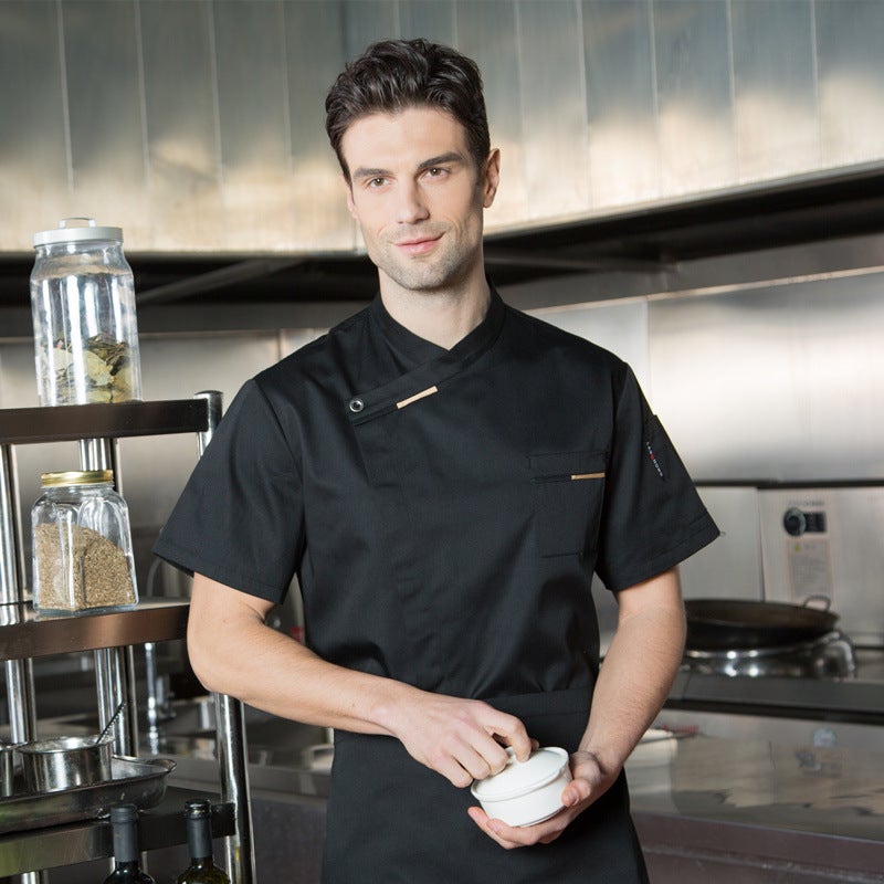 French Chef Long Sleeve Uniforms Breathable [Black] short sleeve 