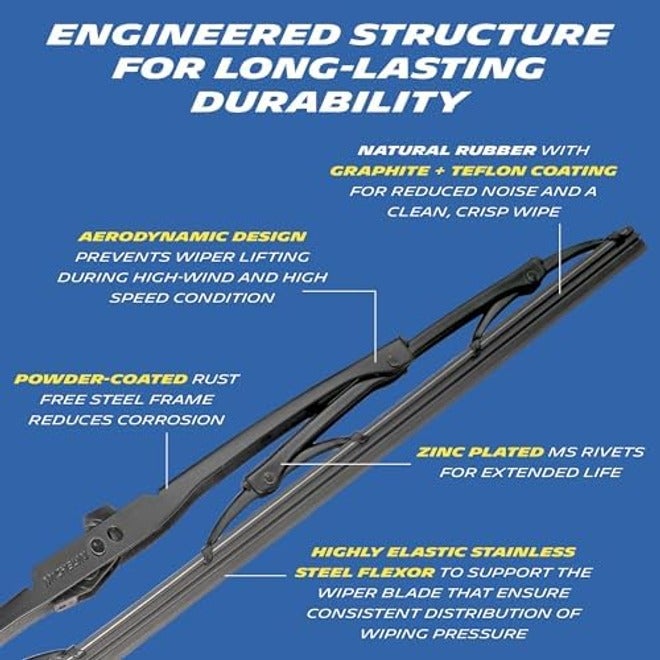 Michelin Rainforce Wiper Blade 26" – All-Weather Windshield Wiper, Universal Hook Fit, Natural Rubber, 1 Count - Image 5