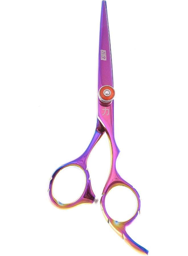 ShearsDirect Rainbow Titanium Japanese Stainless Pro Styling Scissor Shear with Ergonomic Handle, 5.5 Inch, 10 Ounce