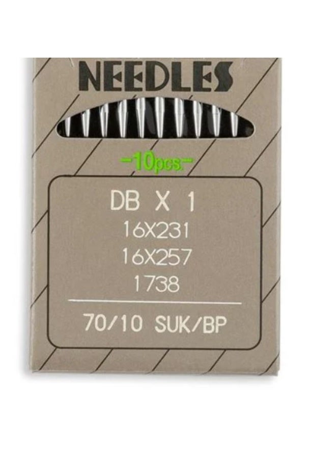 Industrial Sewing Machine Needles, Medium Ball Point, Straight Stitch, Size 70/10 (DBx1, 16x231, 16x257, 1738), 10-Pack - Image 1