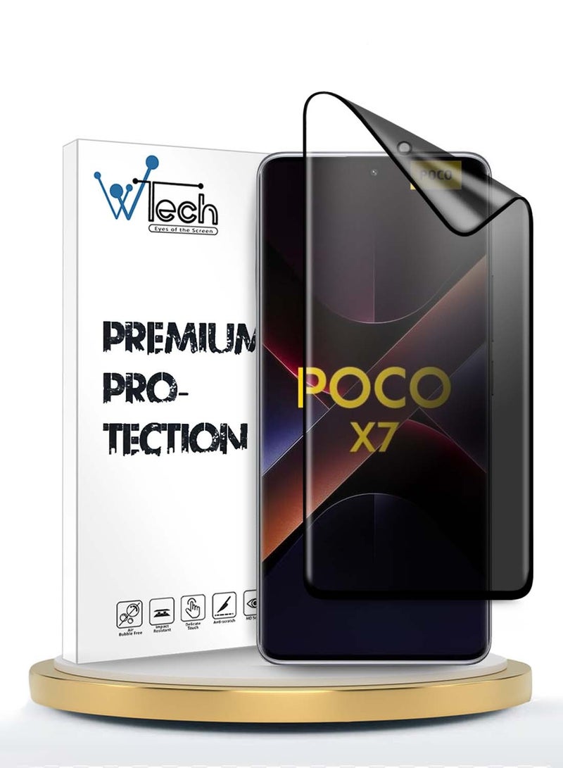 Wtech Xiaomi Poco X7 5G 2025 Premium Edge-Pro Matte Ceramic Privacy Full Glue Full Cover Matte Flexible Screen Protector (MSGPCP) - Clear/Black - Image 1
