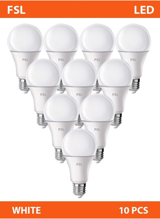 FSL LED E27 Bulb 9 Watt White 10 Pcs  - Image 1