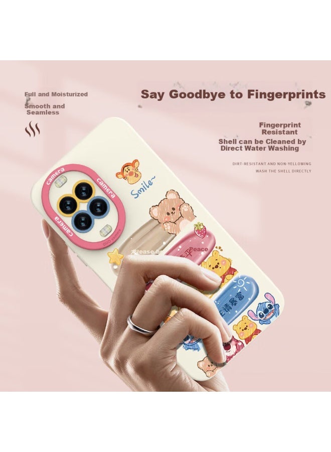 Xp C Patible Huawei Nova 14 Pro Phone Case Lens Full Coverage Nova 14 Pro Soft Heat Dissipation Silicone Cute Men And Women High-end Anti-fall With Lanyard - Antique White Nut Flower