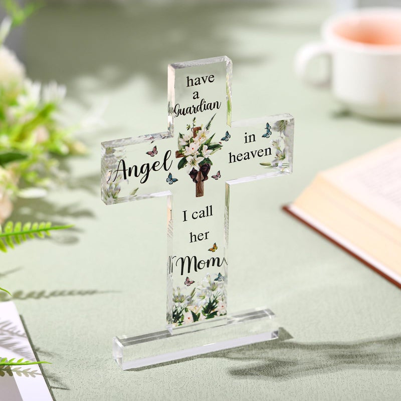 Jetec Sympathy Bereavement Gift for Loss of Loved One Acrylic Cross Floral Red Cardinal Memorial Gift Remember Me Grieving Keepsake for Mom Dad Grandma Friend Sisters Brothers(Mom) - Image 2