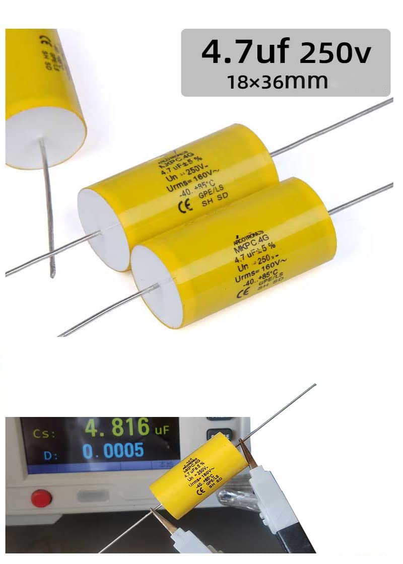 YEGAFE 2pcs 4.7uF 250V Axial Audio Speaker Crossover stepless Film Capacitor 5% Audio Crossover Tweeter Precise Pairing - Image 2
