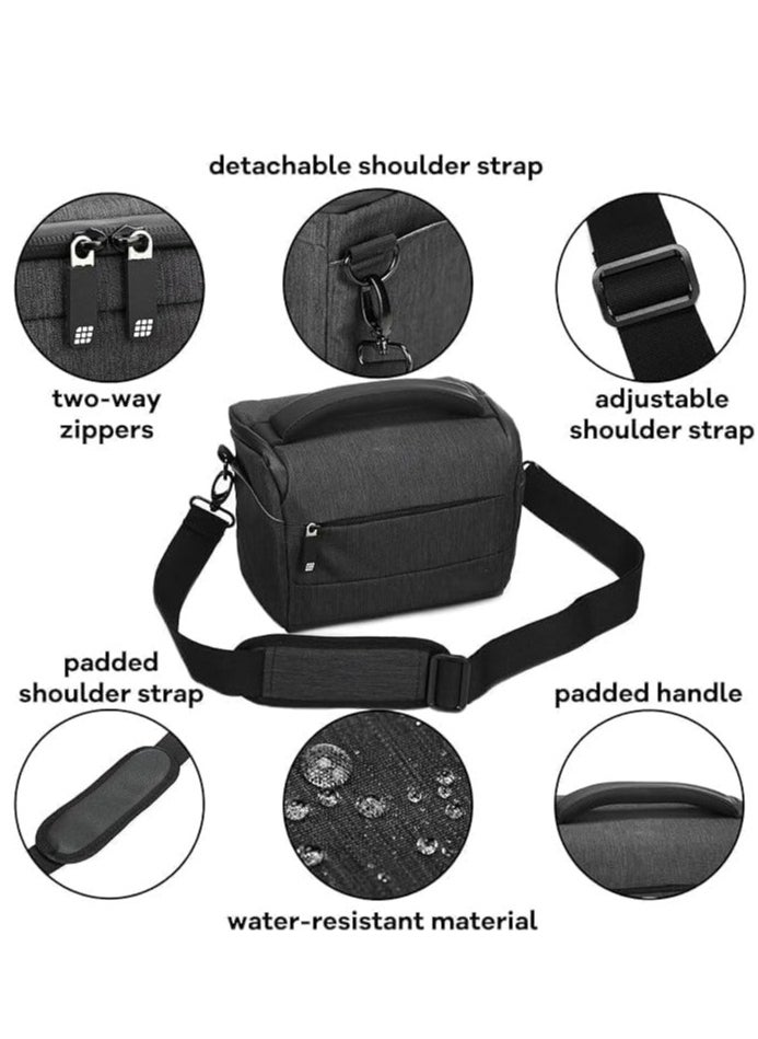 DSLR Camera Shoulder Bag Waterproof Portable Anti-Shock Digital Camera Case,Single Shoulder Camera Bag, Adjustable Shoulder Strap Compatible Protector for Camera Lens and Accessories
