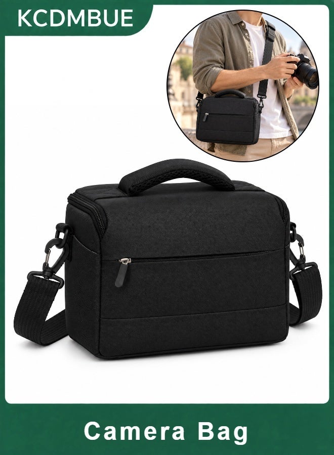 KCDMBUE Camera Bag, Compact Camera Shoulder Bag, Adjustable Strap Crossbody Camera Case, Protective Camera Carrying Bag with Front Zip Pocket, Customizable Interior Dividers, Travel Photography Bag for Cameras and Accessories (Black) - Image 1
