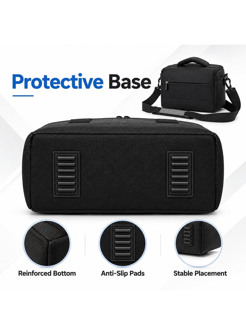 KCDMBUE Camera Bag, Compact Camera Shoulder Bag, Adjustable Strap Crossbody Camera Case, Protective Camera Carrying Bag with Front Zip Pocket, Customizable Interior Dividers, Travel Photography Bag for Cameras and Accessories (Black) - Image 5