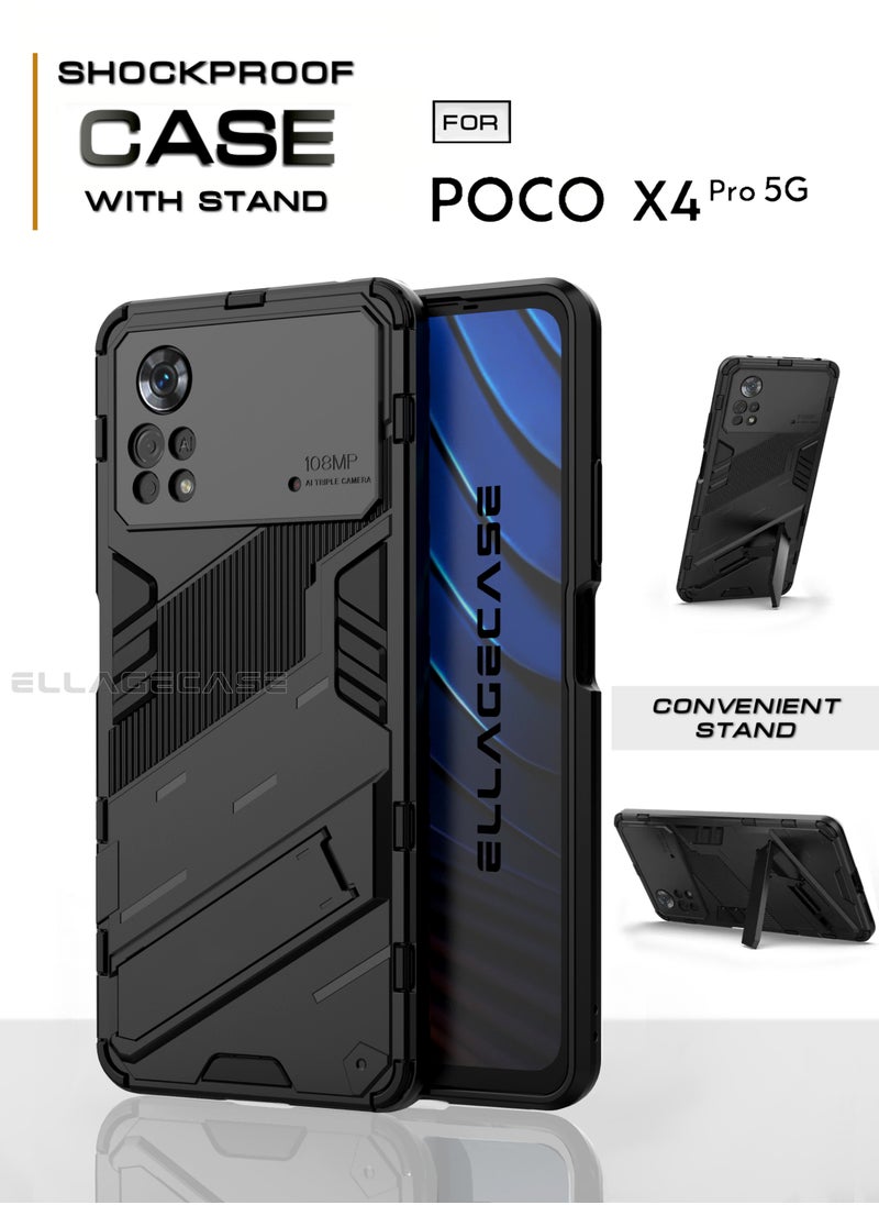 ELLAGECASE Shockproof Case for Xiaomi Poco X4 Pro 5G – Enhanced Protection, Built-in Magnetic Mount, Convenient Stand, Solid Camera Protection  - Image 1