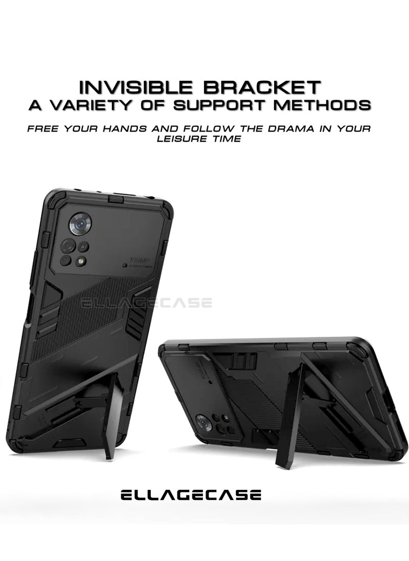 ELLAGECASE Shockproof Case for Xiaomi Poco X4 Pro 5G – Enhanced Protection, Built-in Magnetic Mount, Convenient Stand, Solid Camera Protection  - Image 5