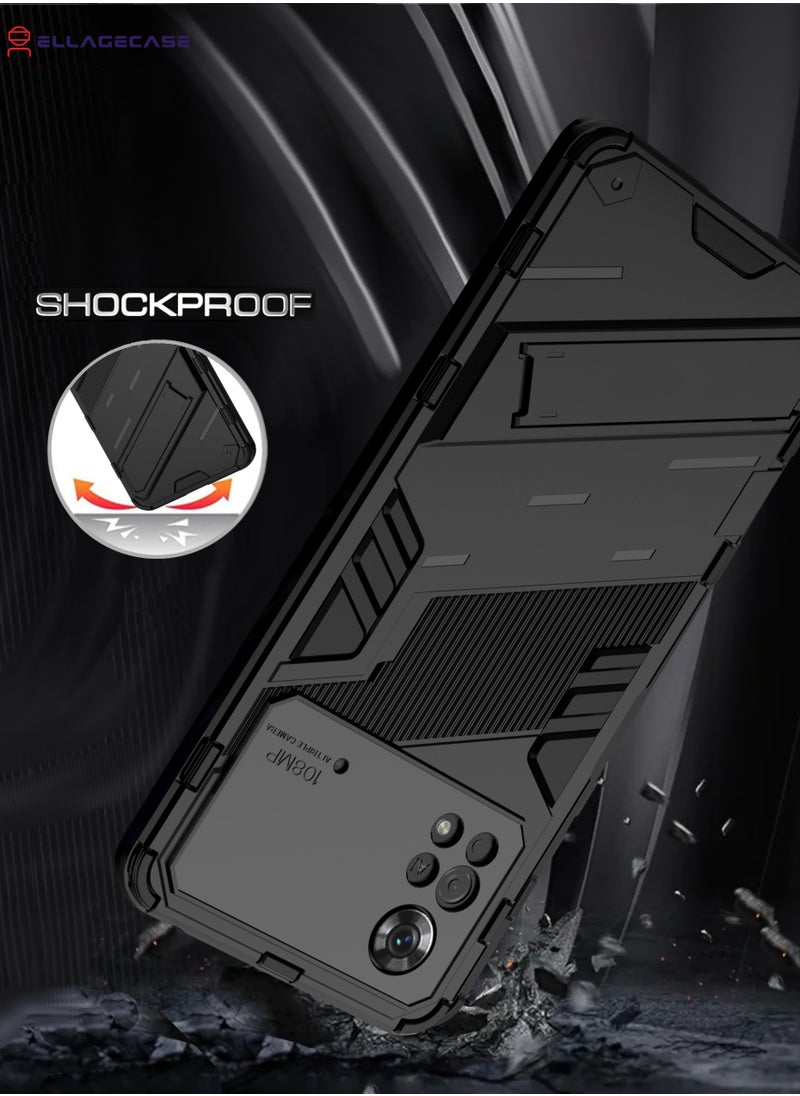 ELLAGECASE - Shockproof Case for Xiaomi Poco X4 Pro 5G – Enhanced Protection, Built-in Magnetic Mount, Convenient Stand, Solid Camera Protection - Image 1