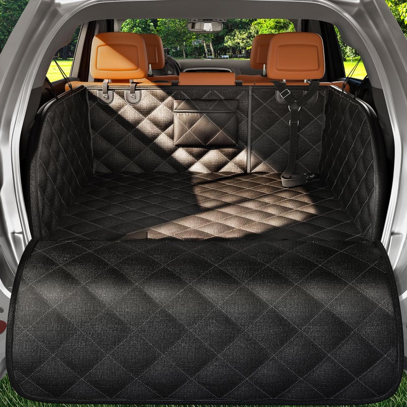 Zanch Heavy Duty SUV Cargo Liner for Dog, Cushioned Sides for Full Protection, Non-Slip Waterproof Cover for Dogs Hair Muddy Paws, Trunk Protector with 60/40 Split & Bumper Flap, M, Black - Image 1