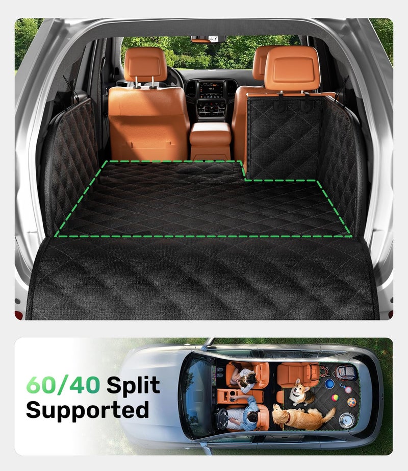 Zanch Heavy Duty SUV Cargo Liner for Dog, Cushioned Sides for Full Protection, Non-Slip Waterproof Cover for Dogs Hair Muddy Paws, Trunk Protector with 60/40 Split & Bumper Flap, M, Black - Image 5