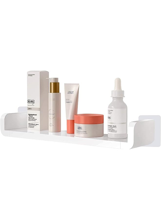 Raxoom Shelf shaped Floating Shelf, elf Adhesive Wall Shelf,Non-Drilling Shower Caddy Rack, Removable Plastic Over Sink Decor Shelf Organizer for Shower, Kitchen, Bedroom, Toilet (Large) - Image 1