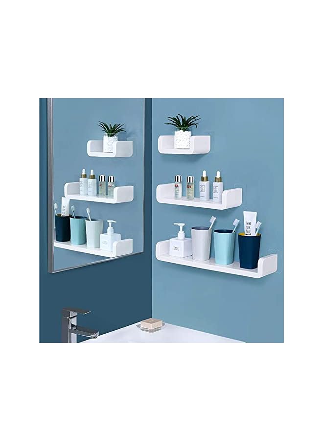 Raxoom Shelf shaped Floating Shelf, elf Adhesive Wall Shelf,Non-Drilling Shower Caddy Rack, Removable Plastic Over Sink Decor Shelf Organizer for Shower, Kitchen, Bedroom, Toilet (Large) - Image 3
