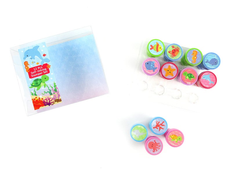 TINYMILLS 12 Pcs Ocean Life Turtle Stamp Kit for Kids Self Inking Stamps Gift Party Favors - Image 3
