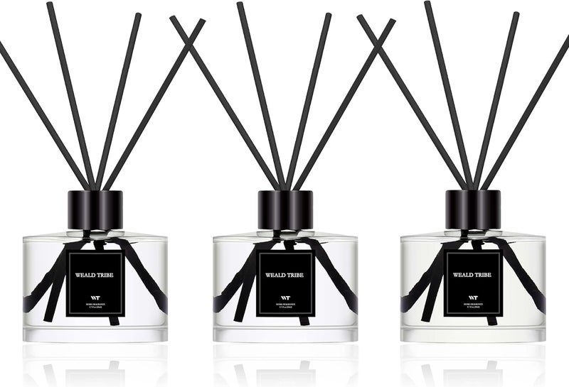 WEALD TRIBE Reed Diffuser Set of 3 for Bathroom Air Fresheners, Oil Diffuser Sticks | Eucalyptus & Mint,Ocean,Pure Cotton & Linen Scent(1.7 fl oz Each Pack) Home Fragrance with 12 Sticks Defusers | Shelf Decor - Image 1