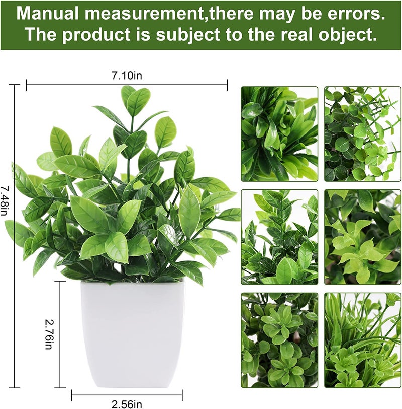 Dekorly ® 6 Packs Fake Plants Small, Mini Artificial Plants Indoor for Home Farmhouse Bathroom Shelf Décor (Height : 17CM, White) - Image 2