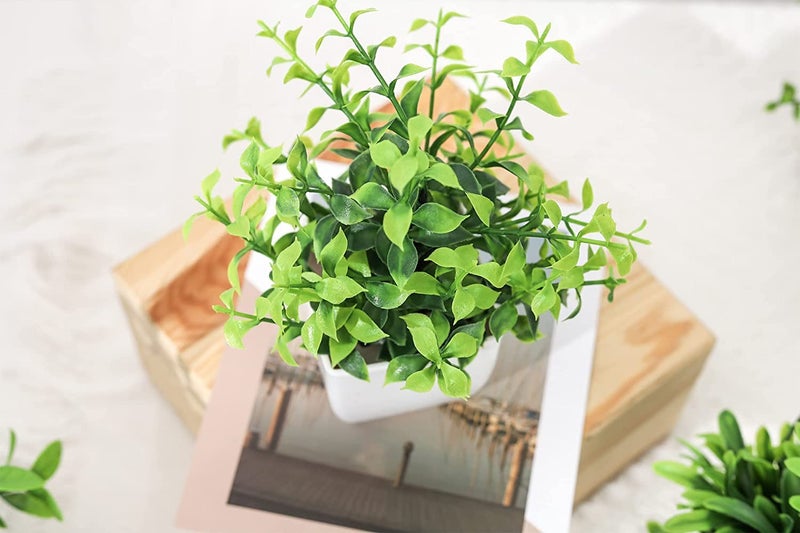 Dekorly ® 6 Packs Fake Plants Small, Mini Artificial Plants Indoor for Home Farmhouse Bathroom Shelf Décor (Height : 17CM, White) - Image 5