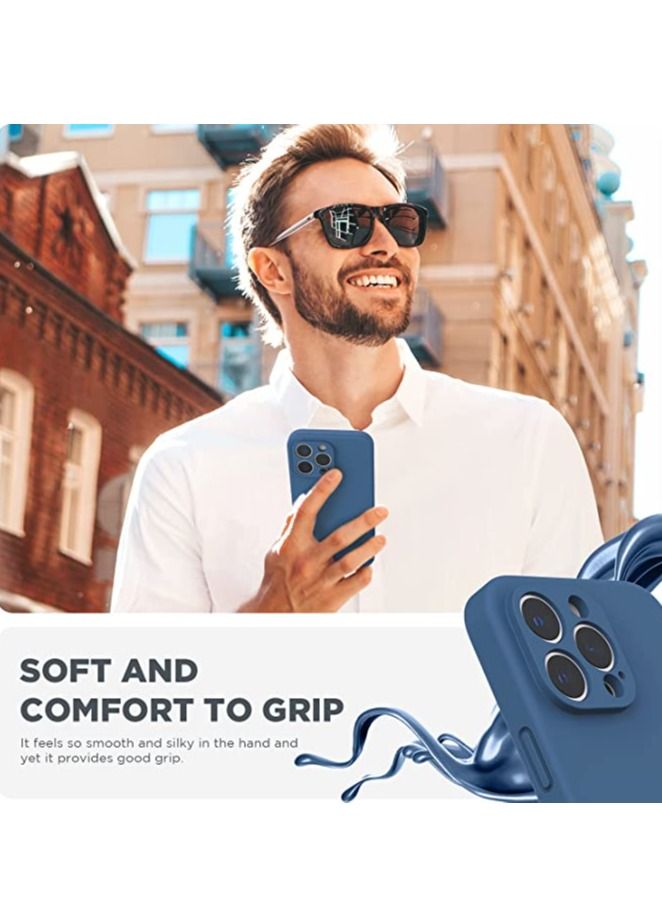 iPhone 14 Pro Max Case with Screen Protector, (with Camera Protection + Soft Microfiber Lining) Liquid Silicone Phone Case, Blue Jay - Image 5