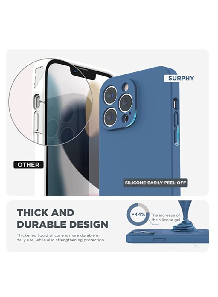 iPhone 14 Pro Max Case with Screen Protector, (with Camera Protection + Soft Microfiber Lining) Liquid Silicone Phone Case, Blue Jay - Image 2