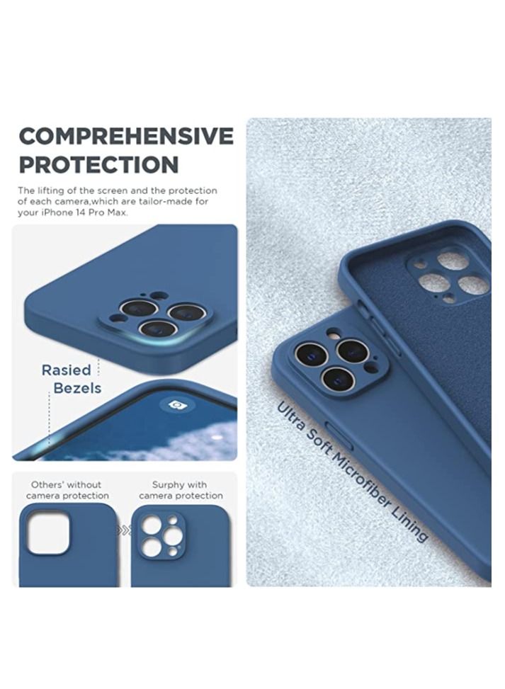 iPhone 14 Pro Max Case with Screen Protector, (with Camera Protection + Soft Microfiber Lining) Liquid Silicone Phone Case, Blue Jay - Image 3