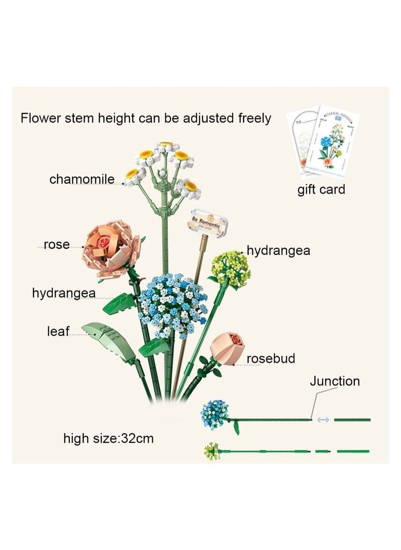 DMG TECH - Flower Bouquet Building Blocks, Mini Bouquet Building Sets, Flower Building Blocks, Artificial Flowers Building Toys, DIY Decoration Home, Botanical Collection Not Compatible with Lego(680pcs) - Image 1