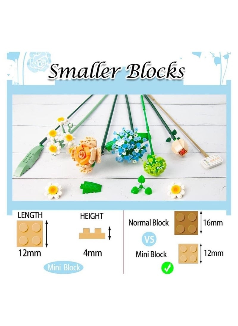 DMG TECH - Flower Bouquet Building Blocks, Mini Bouquet Building Sets, Flower Building Blocks, Artificial Flowers Building Toys, DIY Decoration Home, Botanical Collection Not Compatible with Lego(680pcs) - Image 1