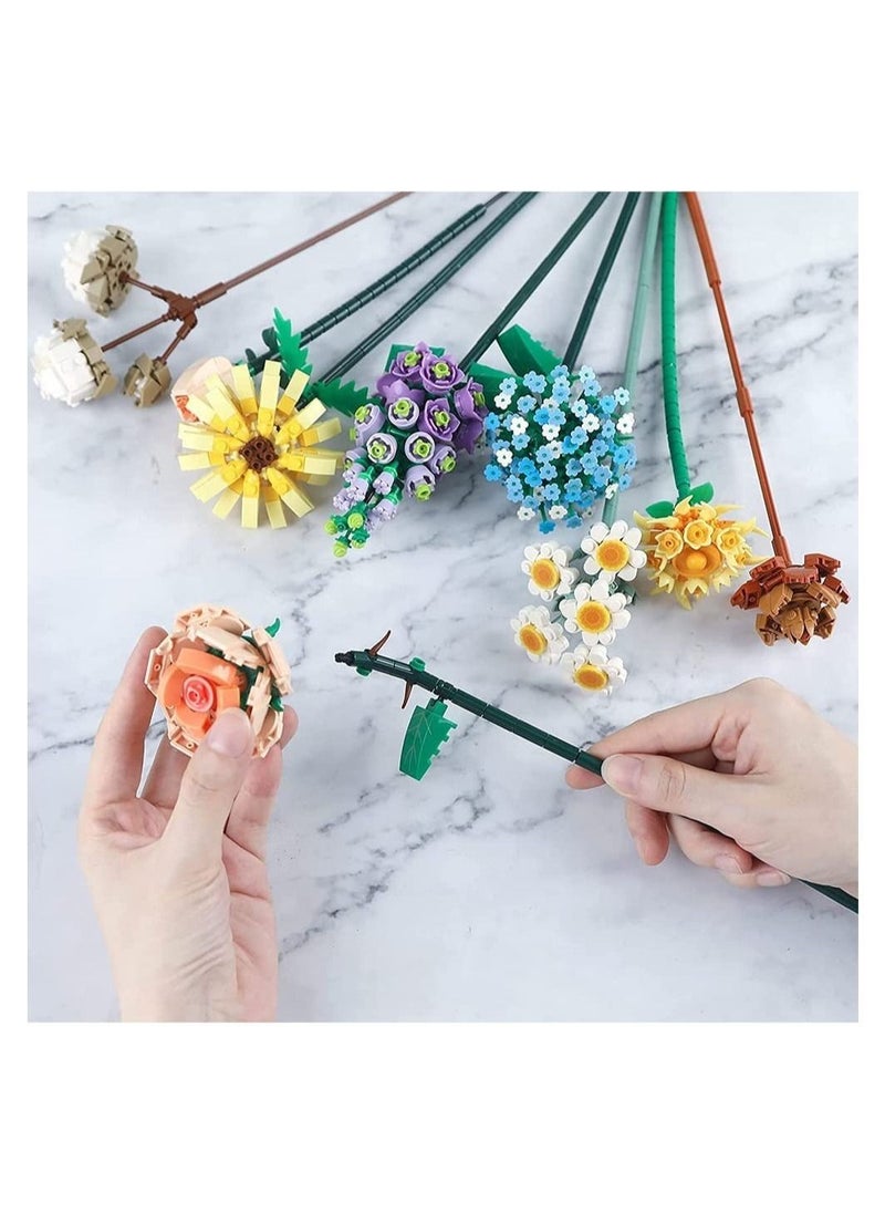 DMG TECH - Flower Bouquet Building Blocks, Mini Bouquet Building Sets, Flower Building Blocks, Artificial Flowers Building Toys, DIY Decoration Home, Botanical Collection Not Compatible with Lego(680pcs) - Image 1