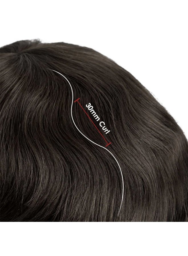 Lordhair Toupee for Men with 100% Human Hair, 0.08mm Natural Skin Hair Pieces Replacement for Men Base Size 8x10 inch Mens Toupee V-looped Hair System #1B - Image 5