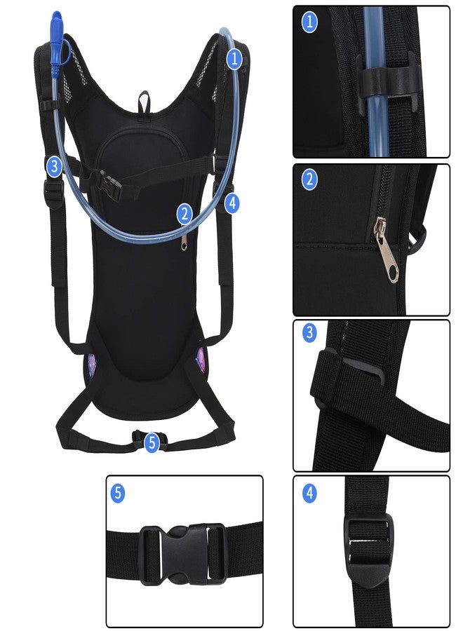 Roptat Hydration Backpack Pack with 2L Hydration Bladder - Lightweight Water Backpack Keeps Water Cool up to 4 Hours Pouch for Women Men Running Riding Biking (Black) (Galaxy 1) - Image 5