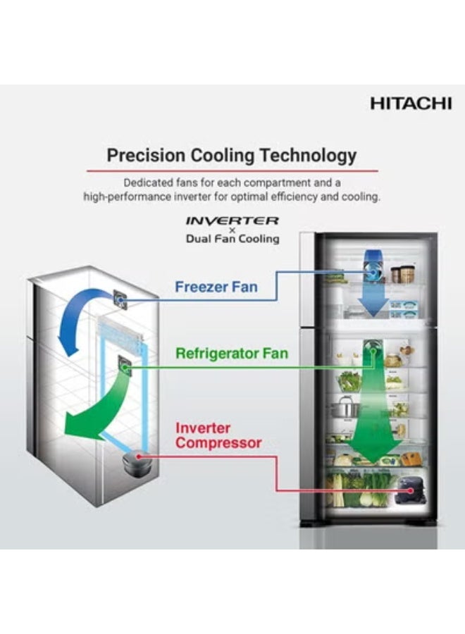 Hitachi Top Mount Refrigerator 655 L Gross / 450 L Net with Inverter Compressor and Touch Screen Control - Premium Silver RV655PUK0K4PSV Premium Silver - Image 3