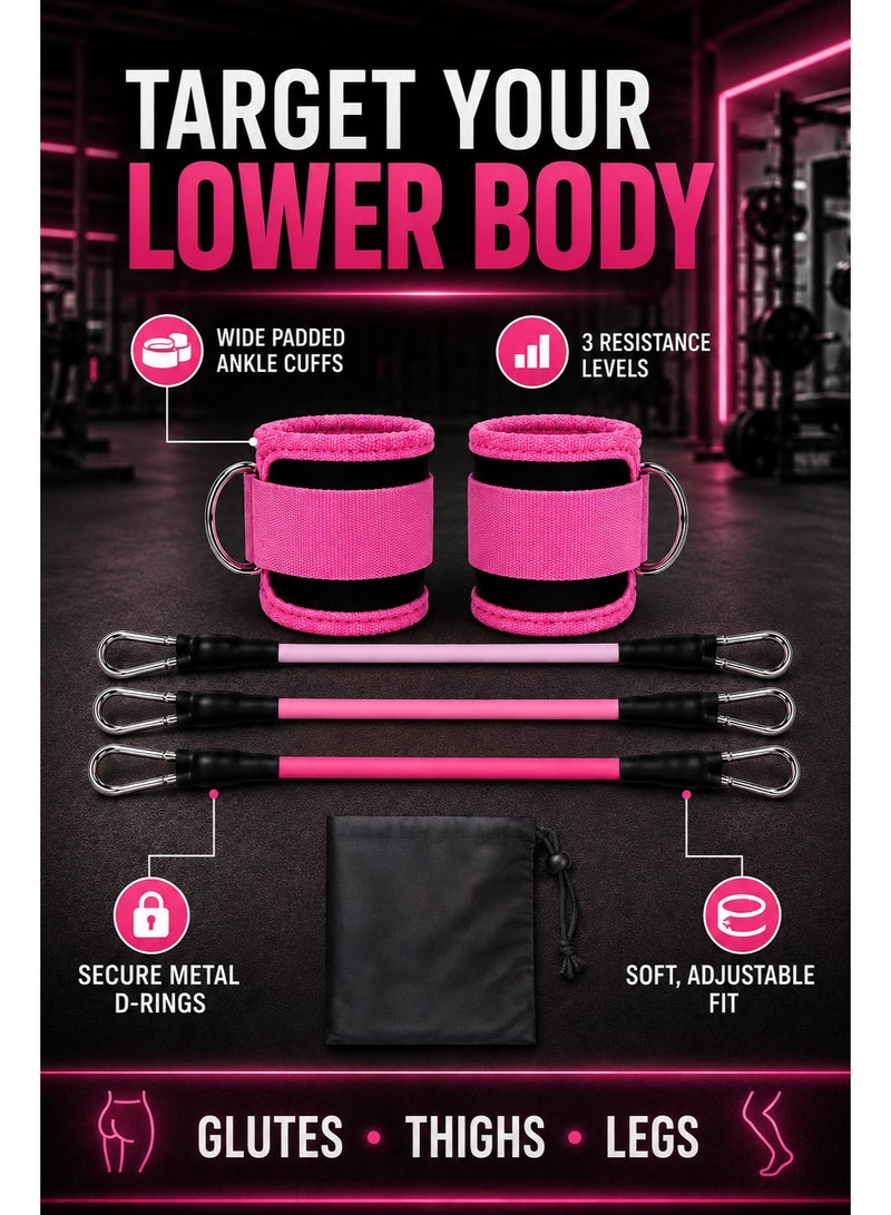 Strength Training Rigs,Ankle Resistance Bands with Cuffs,Ankle Bands for Working Out,Ankle Resistance Band for Leg,Booty Workout Equipment for Kickbacks Hip Fitness Training,Exercise Bands for Lift Women - Image 1
