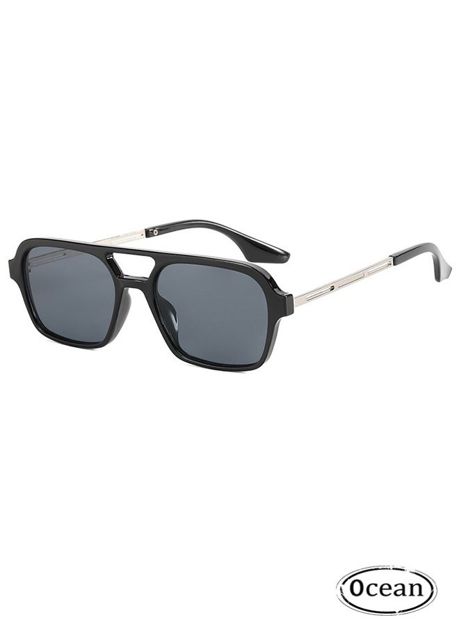 Ocean - 70S Retro Aviator Sunglasses for Women and Men, Classic Square Frame UV Protection Shades, Metal Design Eyewear, UV400 Protection - Image 1