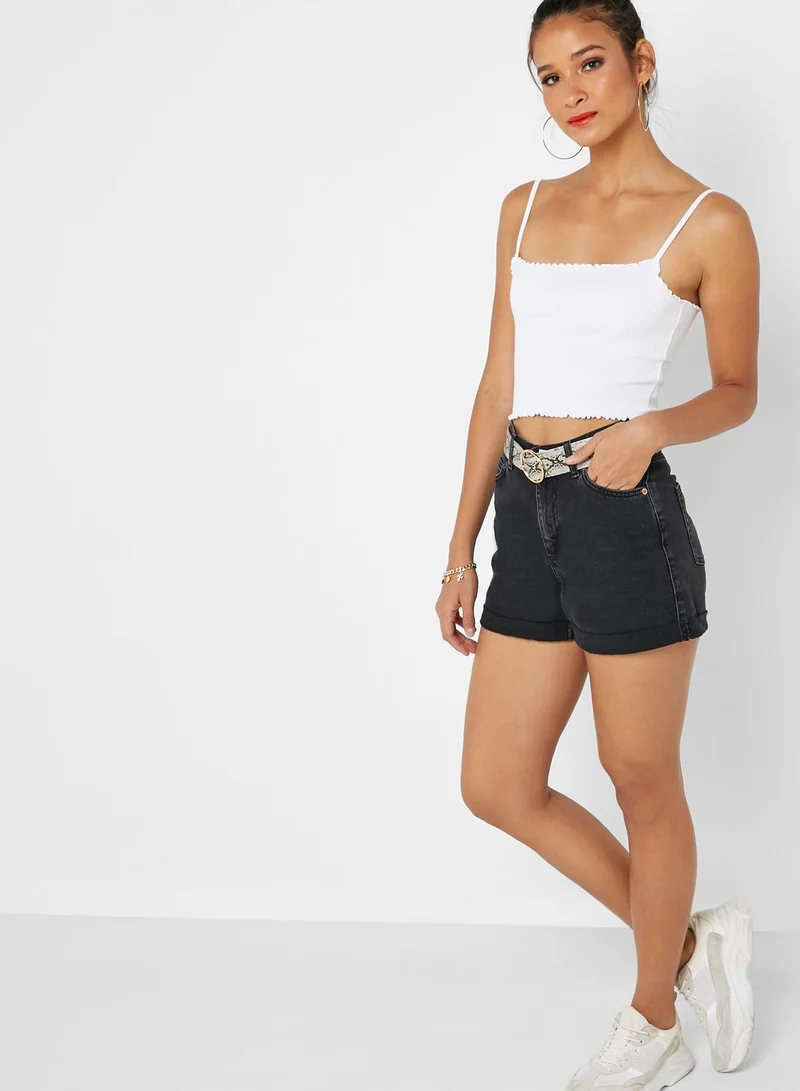 TOPSHOP Roll Hem Denim Mom Shorts