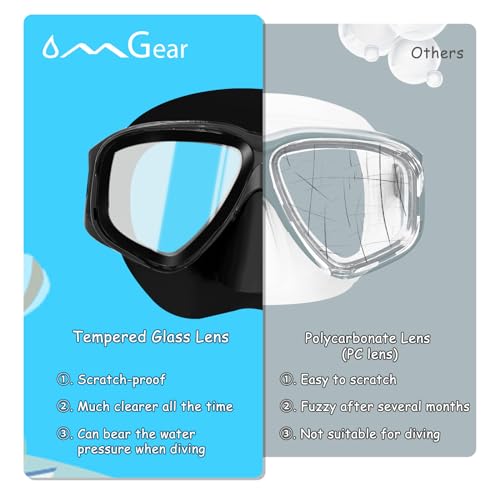 OMGear Junior Swimming Goggles with Nose Cover Adult Scuba Diving Mask Black Dive Glasses Snorkeling Goggles Snorkel Gear Kids Anti-Fog Swim Mask (Black) - Image 5