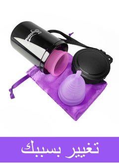 Syarme Menstrual Cup, Reusable Period Cup, Made of Medical Silicone, Replacement for Tampons and Pads, Contains 2 Menstrual Cups L and L, Washing Sterilizer Bottle and Cloth Bag  - Image 2
