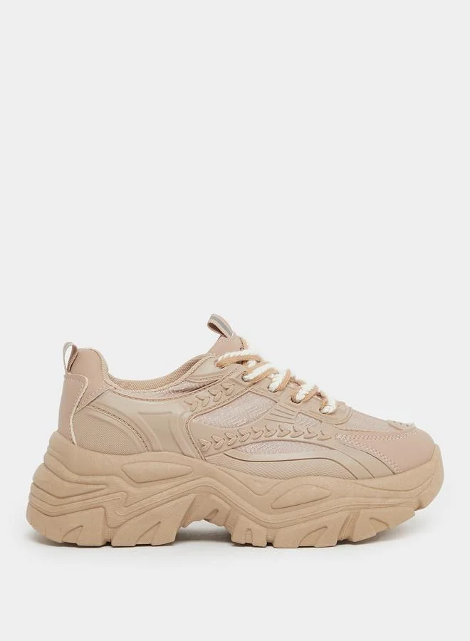 ستايلي Styli Chunky Sole Lace Up Sneakers