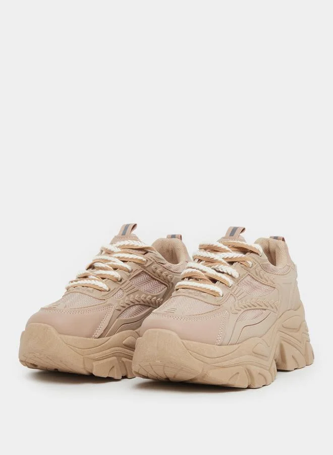 ستايلي Styli Chunky Sole Lace Up Sneakers
