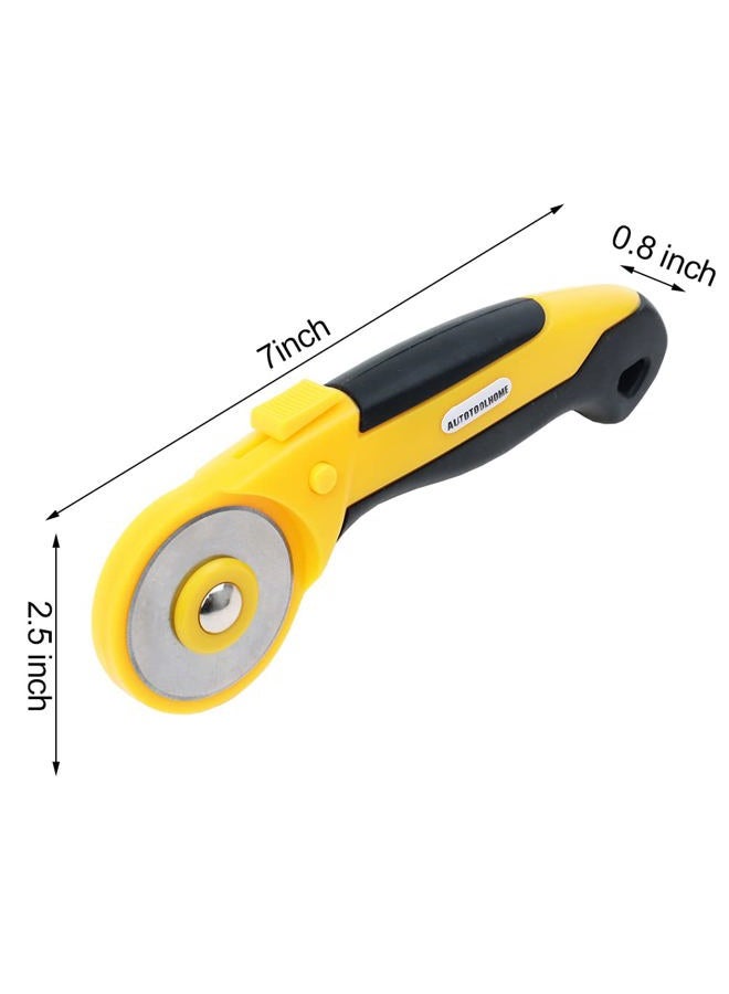 AUTOTOOLHOME 45mm Rotary Cutter with 9pcs Extra Blades Automatic Fabric Roller Cutter Perforator Crochet Edge Pinking Rotary Blades for Quilting, Sewing, Crafting - Image 4