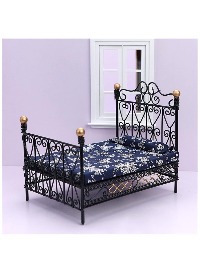 عام ملحقات دمية محاكاة السرير الصغير بمقاس 1/12 و 1/6، أثاث منزل صغير للألعاب، سرير حديد للدمية، ديكور غرفة نوم الدمية. - Image 2