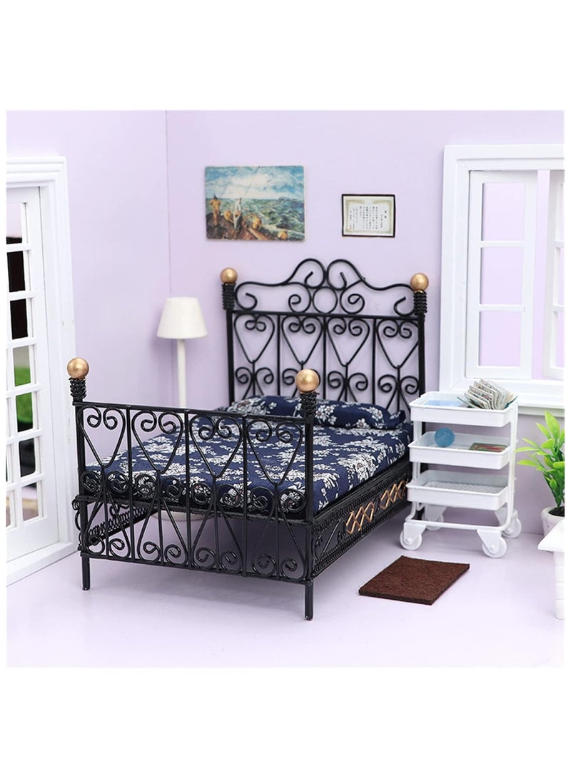 عام ملحقات دمية محاكاة السرير الصغير بمقاس 1/12 و 1/6، أثاث منزل صغير للألعاب، سرير حديد للدمية، ديكور غرفة نوم الدمية. - Image 1